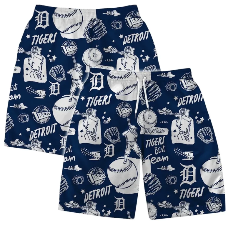 Detroit Tigers Baseball Sketch Hawaiian Shirt