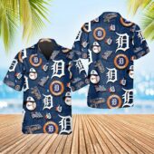 Detroit Tigers Blue Icon Collage Hawaiian Shirt 2 Side - TeeAloha