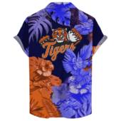 Detroit Tigers Bold Skull Floral Hawaiian Shirt Back - TeeAloha