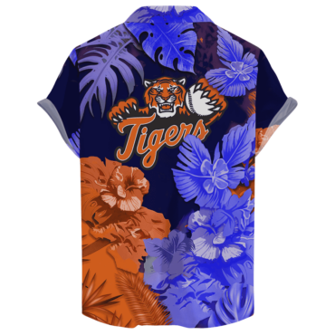 Detroit Tigers Bold Skull & Floral Hawaiian Shirt