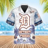 Detroit Tigers Classic Palms Hawaiian Shirt Front - TeeAloha