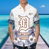 Detroit Tigers Classic Palms Hawaiian Shirt Mockup Front Man - TeeAloha