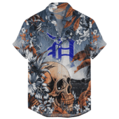 Detroit Tigers Coastal Skull Hawaiian Shirt Front - TeeAloha