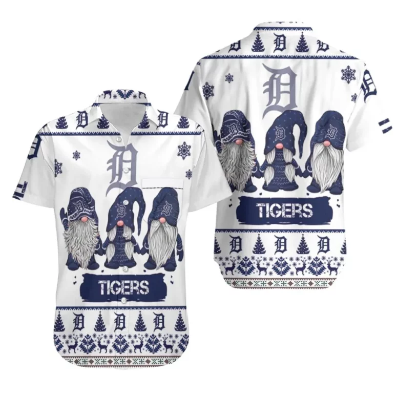 Detroit Tigers Tropical Leaf Pattern Hawaiian Shirt