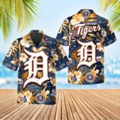 Detroit Tigers Iconic Logo Hibiscus Hawaiian Shirt - TeeAloha