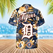 Detroit Tigers Iconic Logo Hibiscus Hawaiian Shirt Back - TeeAloha