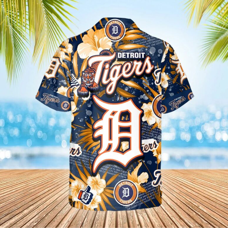 Detroit Tigers Iconic Logo & Hibiscus Hawaiian Shirt