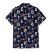 Detroit Tigers Logo Collage Hawaiian Shirt Back - TeeAloha