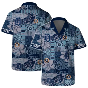 Detroit Tigers Patchwork Pattern Hawaiian Shirt