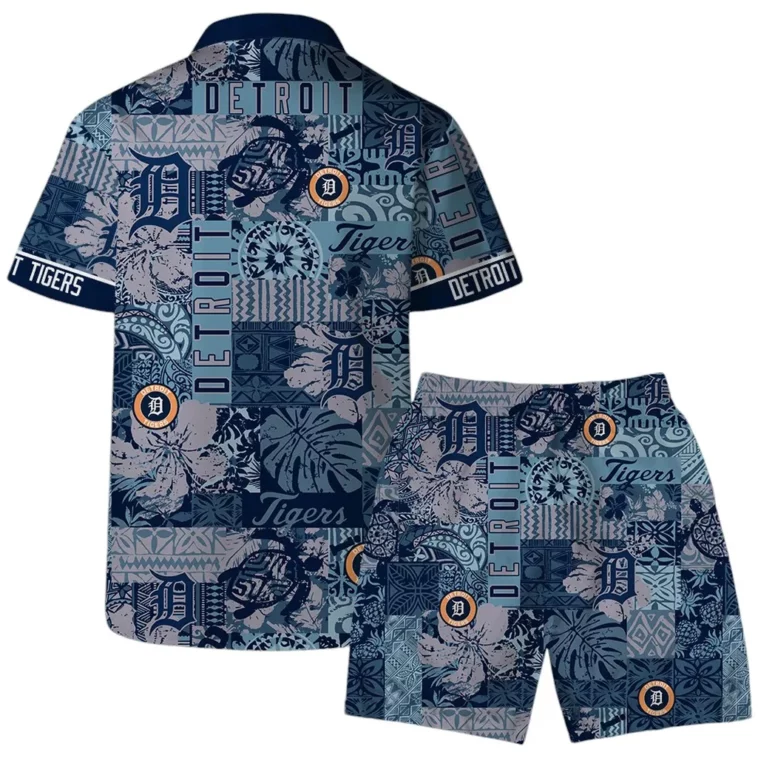 Detroit Tigers Patchwork Pattern Hawaiian Shirt