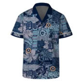 Detroit Tigers Patchwork Pattern Hawaiian Shirt Front - TeeAloha