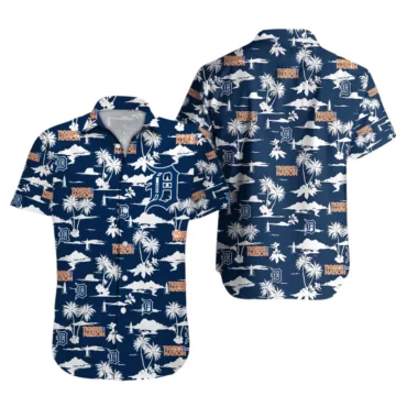 Detroit Tigers Scenic Palm Hawaiian Shirt