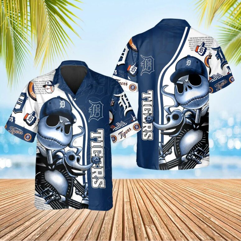 Detroit Tigers Skeleton Mascot Hawaiian Shirt