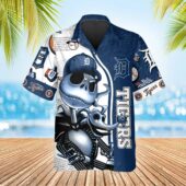 Detroit Tigers Skeleton Mascot Hawaiian Shirt Front - TeeAloha