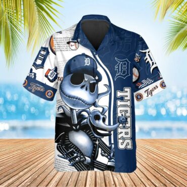 Detroit Tigers Skeleton Mascot Hawaiian Shirt