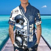 Detroit Tigers Skeleton Mascot Hawaiian Shirt Mockup Front Man - TeeAloha