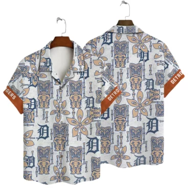 Detroit Tigers Tiki Floral Hawaiian Shirt