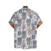 Detroit Tigers Tiki Floral Hawaiian Shirt Back - TeeAloha