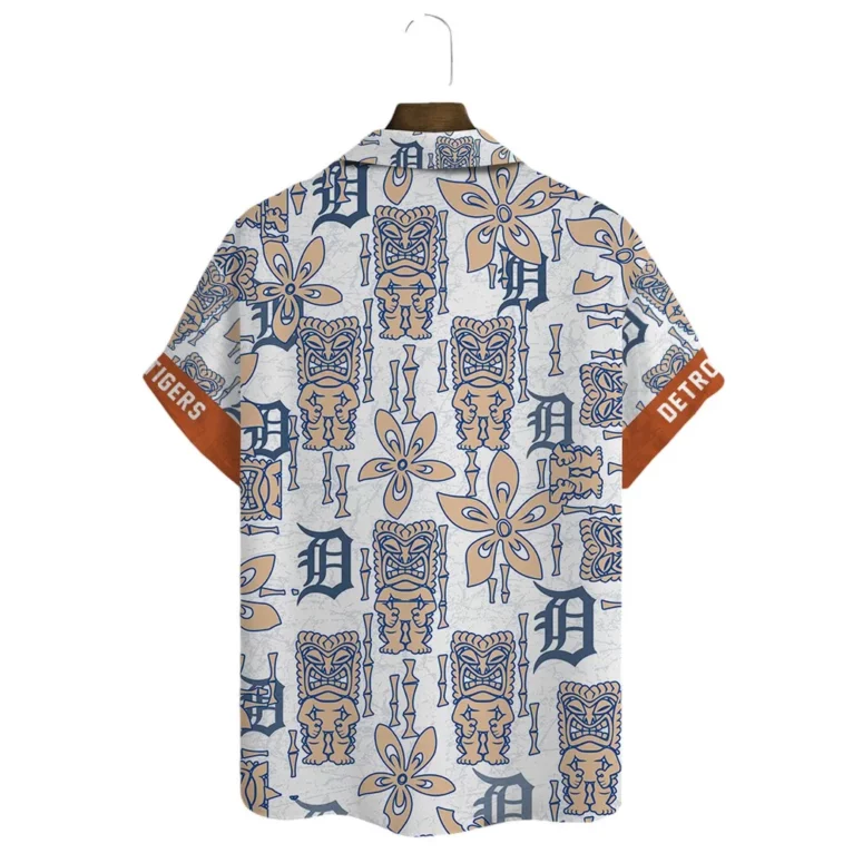 Detroit Tigers Tiki Floral Hawaiian Shirt