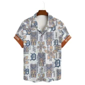 Detroit Tigers Tiki Floral Hawaiian Shirt Front - TeeAloha