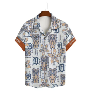 Detroit Tigers Tiki Floral Hawaiian Shirt