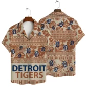 Detroit Tigers Tribal Pattern Hawaiian Shirt - TeeAloha