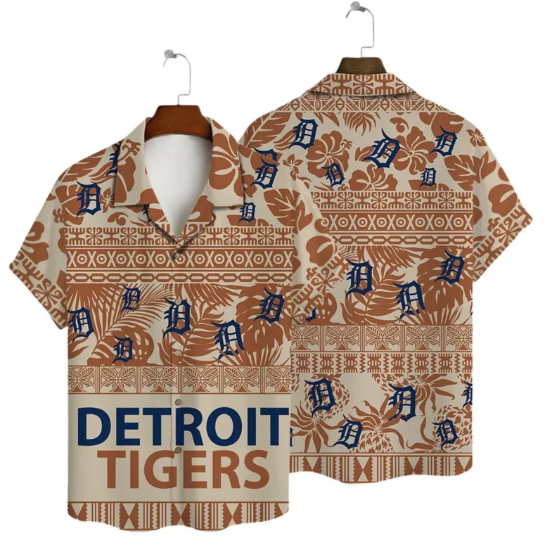 Detroit Tigers Tribal Pattern Hawaiian Shirt