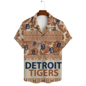 Detroit Tigers Tribal Pattern Hawaiian Shirt Front - TeeAloha