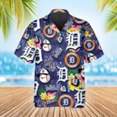 Detroit Tigers Tropical Icon Hawaiian Shirt Front - TeeAloha