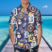 Detroit Tigers Tropical Icon Hawaiian Shirt Mockup Front Man - TeeAloha