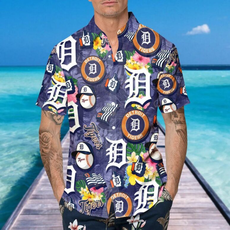 Detroit Tigers Tropical Icon Hawaiian Shirt