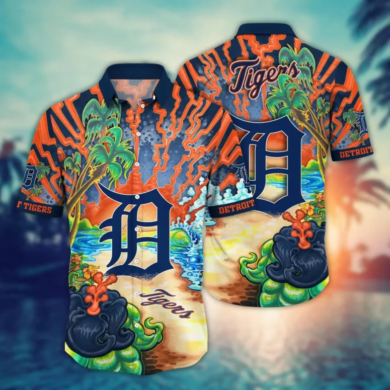 Detroit Tigers Volcanic Island Hawaiian Shirt