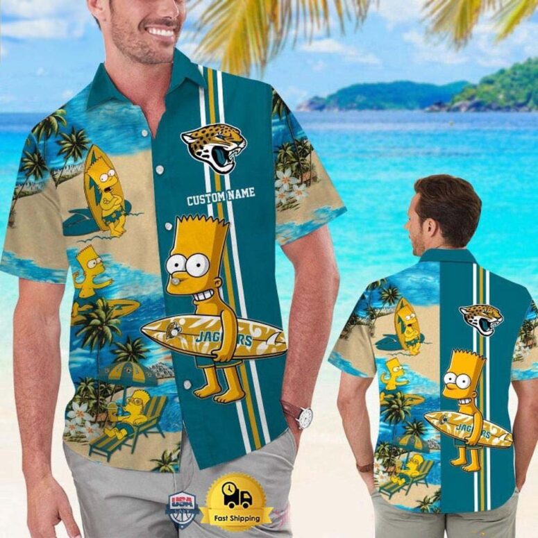 Jacksonville Jaguars Beach Vibes Bart Custom Hawaiian Shirt