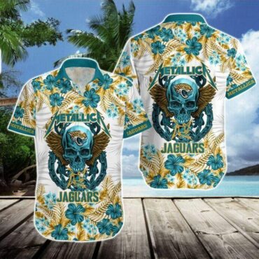 Jacksonville Jaguars Metallic Skull Hawaiian Shirt