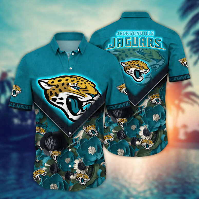 Jacksonville Jaguars Floral Crest Hawaiian Shirt