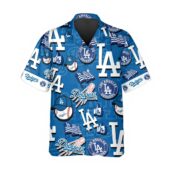 Los Angeles Dodgers All Star Icons Hawaiian Shirt Front - TeeAloha