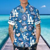 Los Angeles Dodgers All Star Icons Hawaiian Shirt Mockup Front - TeeAloha