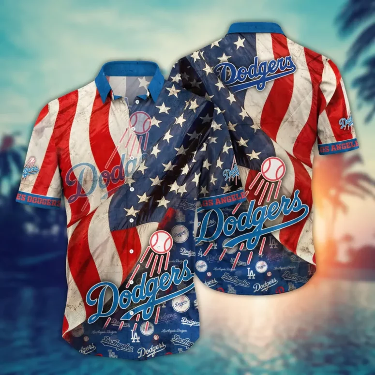 Los Angeles Dodgers American Flag Hawaiian Shirt