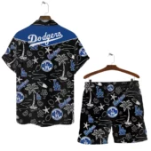 Los Angeles Dodgers Beach Icons Hawaiian Shirt Back With Short - TeeAloha