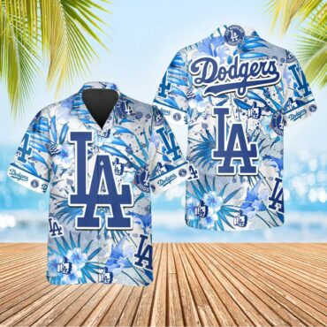 Los Angeles Dodgers Big Logo Floral Hawaiian Shirt