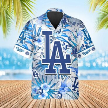 Los Angeles Dodgers Big Logo Floral Hawaiian Shirt