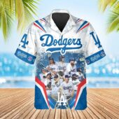 Los Angeles Dodgers Champions Collage Hawaiian Shirt Front - TeeAloha