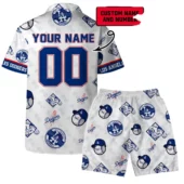 Los Angeles Dodgers Custom Name Hawaiian Shirt Back With Short - TeeAloha