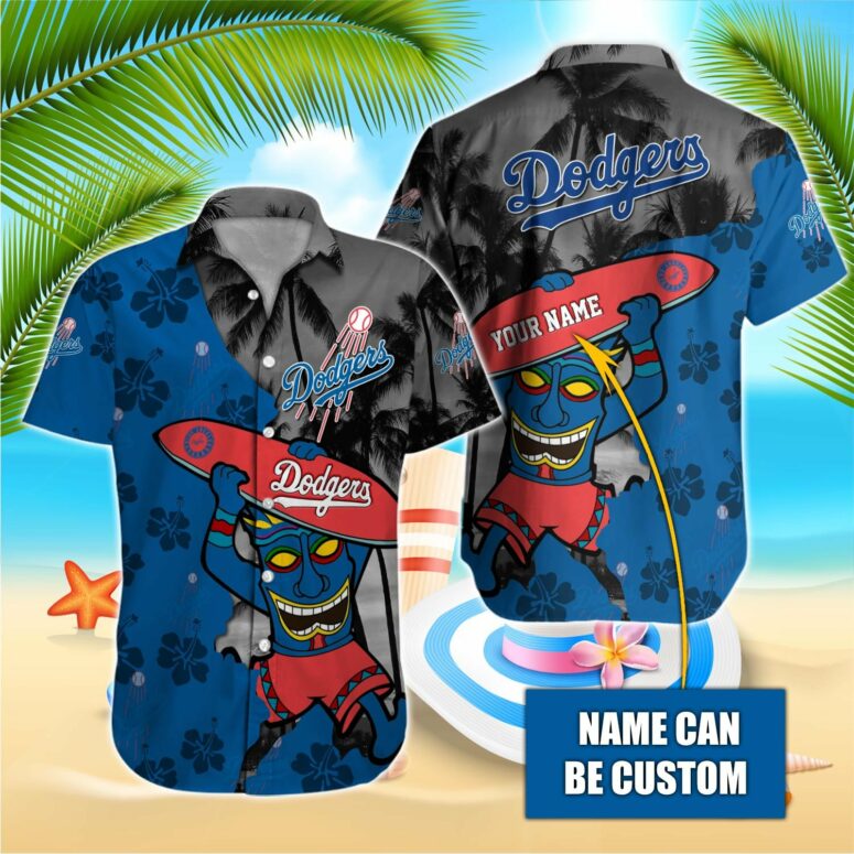 Los Angeles Dodgers Custom Tiki Surfer Hawaiian Shirt