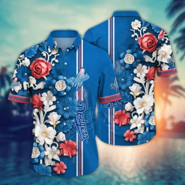 Los Angeles Dodgers Elegant Floral Burst Hawaiian Shirt