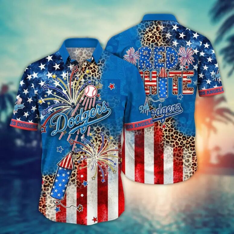 Los Angeles Dodgers Fireworks & Stars Hawaiian Shirt