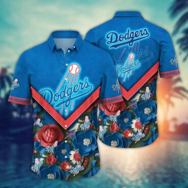 Los Angeles Dodgers Floral Chevron Hawaiian Shirt