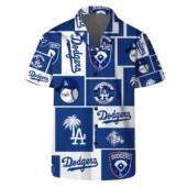 Los Angeles Dodgers Icon Block Hawaiian Shirt Front - TeeAloha