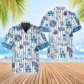 Los Angeles Dodgers Icon Stripe Hawaiian Shirt - TeeAloha