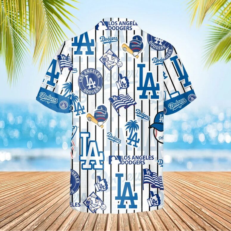 Los Angeles Dodgers Icon Stripe Hawaiian Shirt